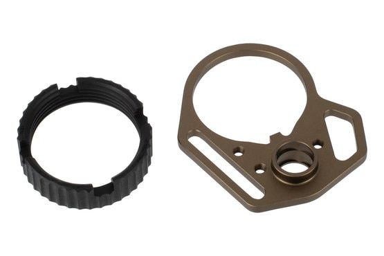 Strike Industries Multi-Function End Plate with Anti-Rotation Castle Nut - FDE features multiple sling mount options
